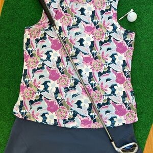 Pebble Beach Pink and Blue Floral Sleeveless Top